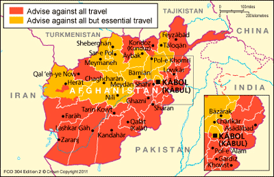 Afghanistan travel advice map Afghanistan travel advice map