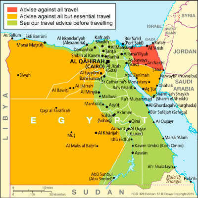 Egypt travel advice map Egypt travel advice map