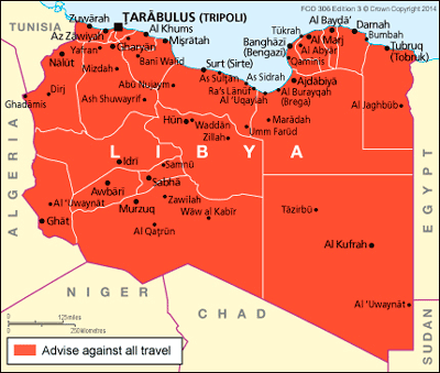 Libya travel advice map Libya travel advice map