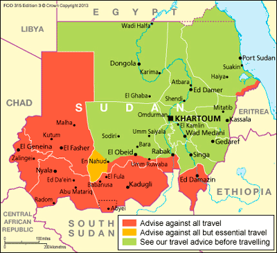 Sudan travel advice map Sudan travel advice map