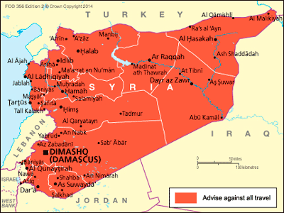Syria travel advice map Syria travel advice map