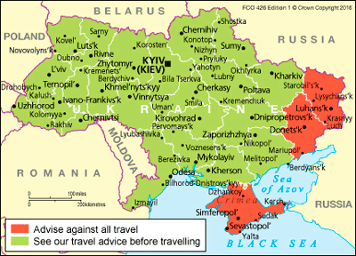 Ukraine travel advice map Ukraine travel advice map